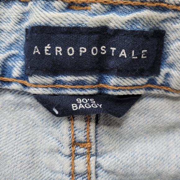 Aeropostale Jeans Women Size 8 32X32 90s Baggy Destroyed Light Wash Cotton New - Picture 5 of 11